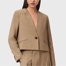 Poppy Pleated Single-Breasted Blazer