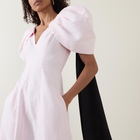 Bisou Puff-Sleeve Flared Dress