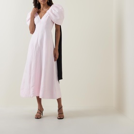 Bisou Puff-Sleeve Flared Dress