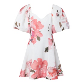 Moderna Puff-Sleeve Floral Mini Dress
