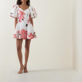 Moderna Puff-Sleeve Floral Mini Dress