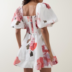 Moderna Puff-Sleeve Floral Mini Dress