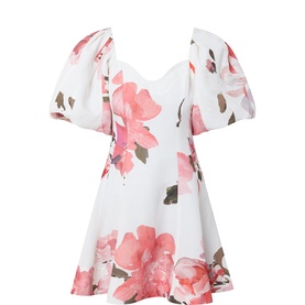Moderna Puff-Sleeve Floral Mini Dress