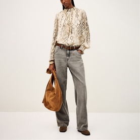Snakeskin Shirred Blouse