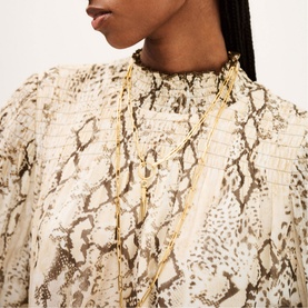 Snakeskin Shirred Blouse