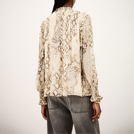 Snakeskin Shirred Blouse