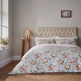 Wild Rose Duvet Set Duck Egg/Powder Pink