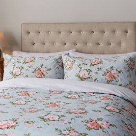 Wild Rose Duvet Set Duck Egg/Powder Pink