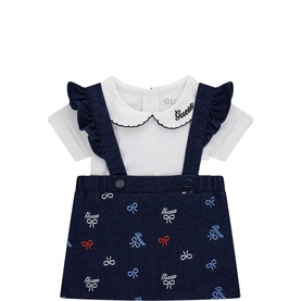 Bow Logo Polo Shirt & Pinafore Two-Piece Set