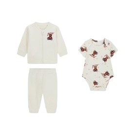 Bear Logo Sweatshirt, Bottoms & Bodysuit Three-Piece Set