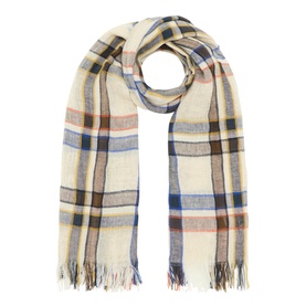 Check Fringed Scarf