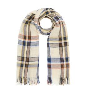 Check Fringed Scarf