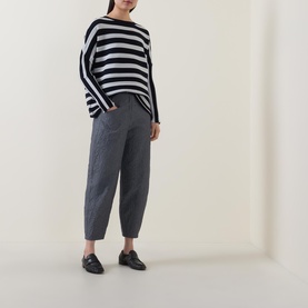 Cropped Chambray Tapered Trousers