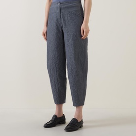 Cropped Chambray Tapered Trousers