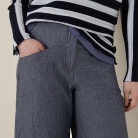 Cropped Chambray Tapered Trousers