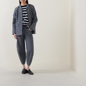 Cropped Chambray Tapered Trousers