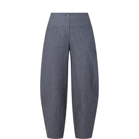 Cropped Chambray Tapered Trousers