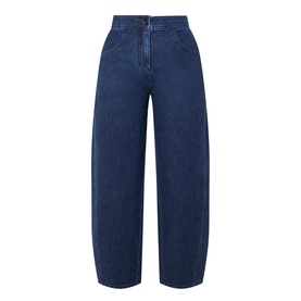 Cropped Denim Tapered Trousers
