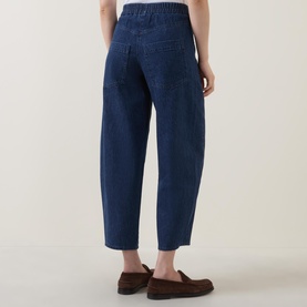Cropped Denim Tapered Trousers