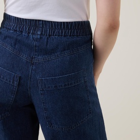 Cropped Denim Tapered Trousers