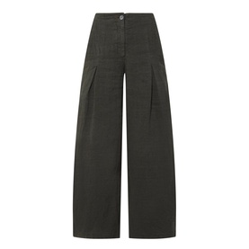 Cropped Barrel Leg Linen Trousers