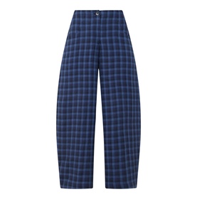Check Cropped Barrel Leg Trousers