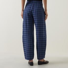 Check Cropped Barrel Leg Trousers