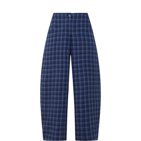 Check Cropped Barrel Leg Trousers