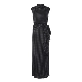 Tie-Fastening Polka Dot Flared Dress