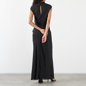 Tie-Fastening Polka Dot Flared Dress