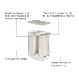 Tota Twin Luxe Easy-Empty Bamboo Laundry Basket 90L