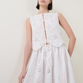 Broderie Tie Blouse