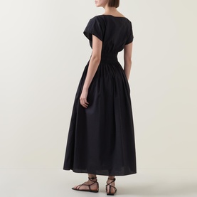 Shirred Flared Dress