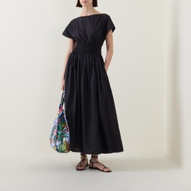 Shirred Flared Dress