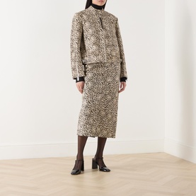 Ginnico Printed Leather Pencil Skirt