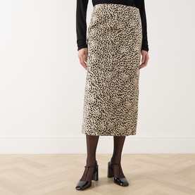 Ginnico Printed Leather Pencil Skirt