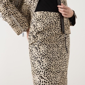 Ginnico Printed Leather Pencil Skirt