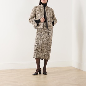 Ginnico Printed Leather Pencil Skirt