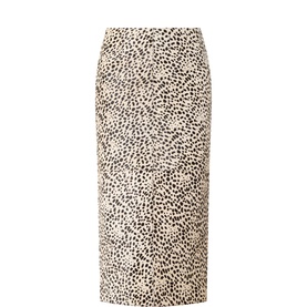 Ginnico Printed Leather Pencil Skirt