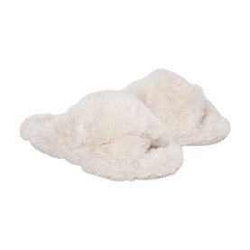 Faux Fur Cross Slider Slippers