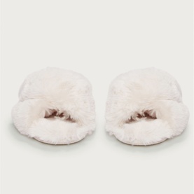 Faux Fur Cross Slider Slippers