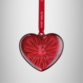 Elton John Aids Foundation Red Heart Tree Ornament
