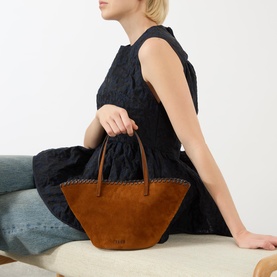 Caro Whipstitch Suede Bucket Bag