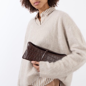 Eve Croc-Embossed Clutch