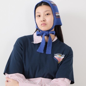 Striped Knitted Logo Hood