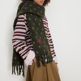 Logo Dotted Fluffy Wrap Scarf