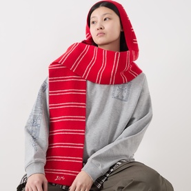 Striped Hooded Logo Scarf