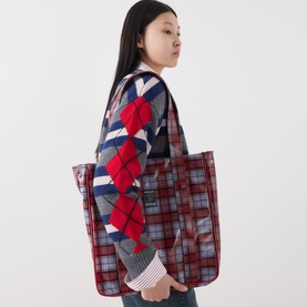Multi Check Market Tote Bag