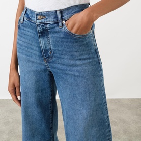 Slim Palazzo Raw-Hem Jeans