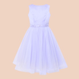 Beaded Bow Detail Tulle Dress